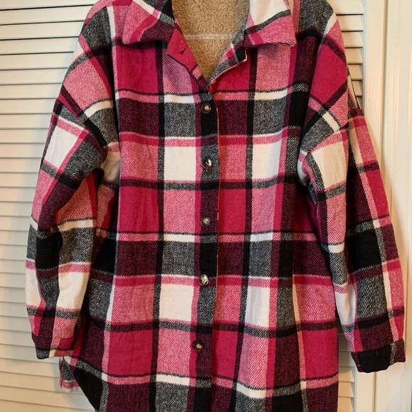 Jackets & Blazers - Plaid Pink and Black Women's Jacket